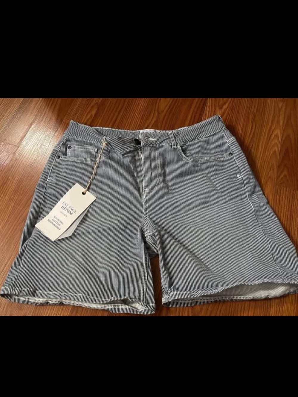Fat Face Women's Pinstripe Denim Bermuda Shorts in Blue